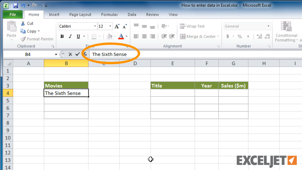 Excel tutorial How to enter data in Excel